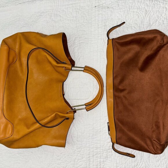 Sondra Roberts Large Double Handled Soft Pebbled Vegan Leather Hobo Purse - Picture 8 of 11